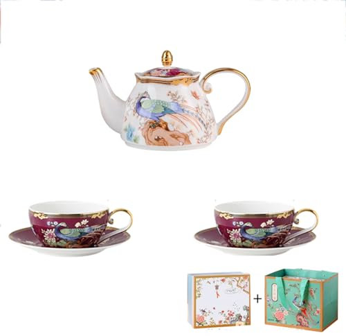 LOKAXXZU China Teacup Coffee Cup,Ceramic Birds and Flowers Tea for One Set,European Style Cup Saucer Set,for Breakfast Home Kitchen,Birthday Wedding Party,Lladies Gifts