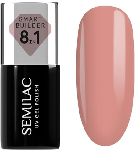 Semilac UV Nagellack Smart Builder 801 Soft Beige 7 ml – Gedämpftes Beige, 8-in-1 Formel, Selbstnivellierend, Schnelle & Mühelose Anwendung