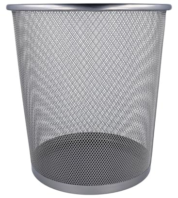 Westcott Papierkorb Mesh Silber | Mülleimer aus Drahtgeflecht mit 13 Liter Fassungsvermögen | Abfalleimer für Büro, Homeoffice oder Haushalt | E-744607 00
