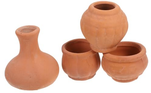 Abaodam Vasetti Mini in Terracotta Marrone, 4 Pezzi, per Piante