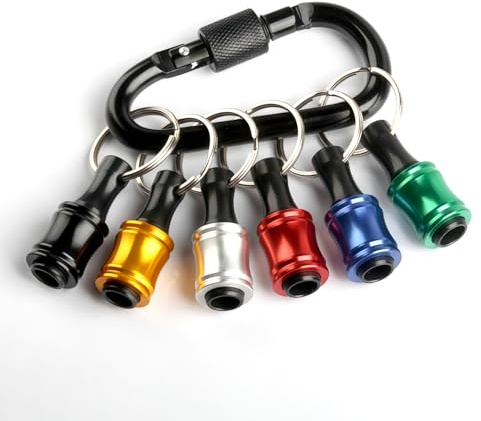 6 X 1/4 Hex Shank Bit Holder Keychain for Drill Bits Storage | Ideal for Workshops, Construction Sites, DIY Projects, And Home Maintenance – Keeps Your Bits Organised at All Times.