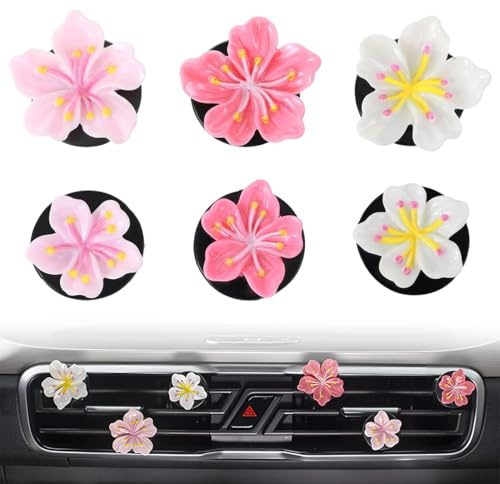 ZORVYN 6 Stück Gänseblümchen Blume Auto Lufterfrischer Clip, Air Outlet Lüfterfrischer Vent Clips, Frauen Auto Parfüm Diffusor, Autozubehör Innenraum Deko, Frauen Auto-Dekorationszubehör