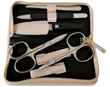 Zwilling – Maniküre Set 5-teilig - Manicure - Nagelschere - Pinzette - Nagelpflege - Reißverschluss-Etui - Leder-Etui - 13,8 x 6,5 x 2,5 cm - altrosa