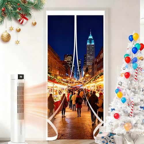 Rideau de Porte Épaississant D'Hiver 140 x 240 cm Anti Froid et Chaleur Vent Isolation Phonique Imperméable Moustiquaire Porte Rideau pour Salon, Chambre Chauffante, A