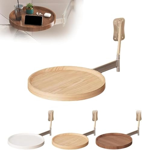 Generisch Klappbarer Wandtisch mit Kleinem Runden Tablett, Schwebender Wandklapptisch mit 180°-Drehfunktion(C)