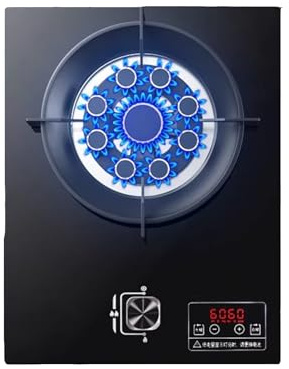 THEGA Cocina De Gas De 1 Quemador, 5,2 KW, con Anillo De Fuego para Wok, Protección contra Apagado De Llama, Superficie De Cocción De Vidrio Templado, para Camping, Barbacoa(LPG)