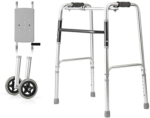 gångram, Fällbar, Gånghjälp, Gångstativ i aluminiumlegering med sittplatta Hjul Justerbar höjd Längtar efter