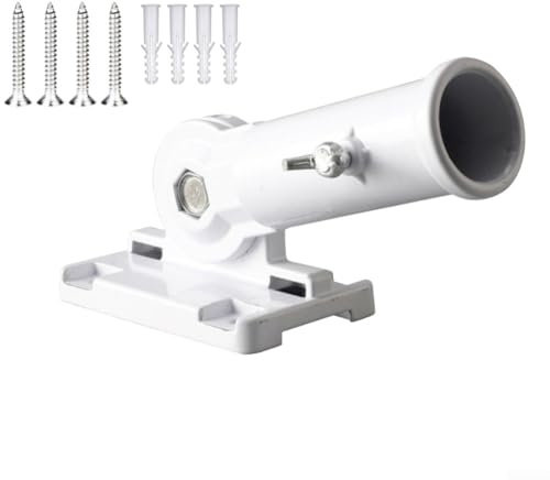 Verstellbare Aluminium-Fahnenmast-Halterung für den Außenbereich, Wandhalterung mit Zahnrad-Bissablaufloch für Hausflaggen, Gartenfackeln, Lichter, schwarz/weiß (weiß)