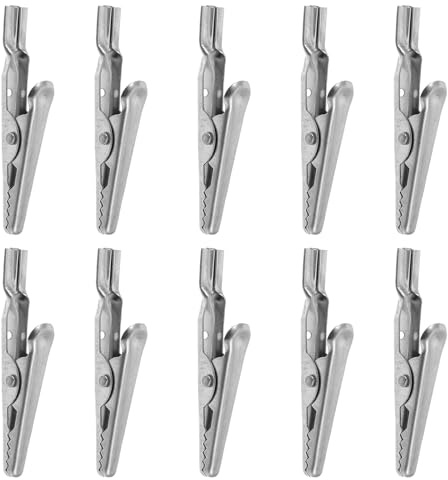 INOOMP 10piezas Pinzas Cocodrilo de Acero Inoxidable Resistentes la Corrosión para Pruebas Eléctricas con Unidades y Diseño Ergonómico para Conexiones Rápidas