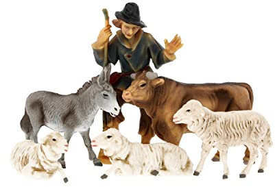 Marolin Tiergruppe mit Schäfer, 6-Teil. Set, zu 9cm Fig. (Kunststoff)