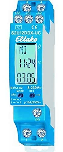 Eltako 23200901 S2U12DDX-UC Hutschienen-Zeitschaltuhr 230V, 18x58 mm, Blau