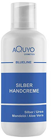 Blueline Silber Handcreme für sehr trockene, raue, rissige und entzündete Hände und Finger (500ml) | Silbercreme zur Hautpflege bei Juckreiz oder Neurodermitis, Creme mit Microsilber