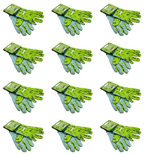 Esschert Design KG110 Kinder-Gartenhandschuhe, mit Noppen, Gemustert, grün (12 Paar)