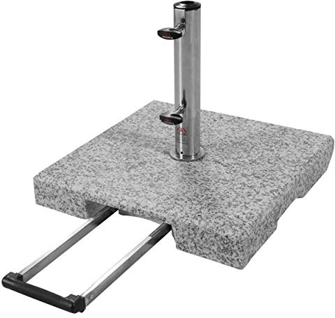 Doppler Active Trolley Granitsockel – 30 kg mit ausziehbarem Zuggriff und Rollen – Für Sonnenschirme – Rostfrei