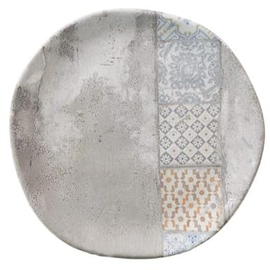 H&H Malaga Set 12 Piatti Frutta, Stoneware, Decoro Effetto Vintage, 20 cm