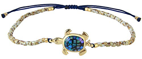 KELITCH Damen Abalone Muschel Armbänder 925 Silber Schildkröte Charm Armbänder Freundschaftsarmbänder Verstellbare
