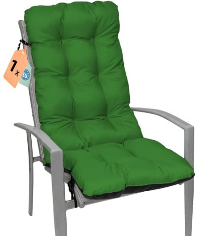 SuperKissen24. Outdoor Sitzkissen Stuhlkissen - 48x123 cm - Made in EU, Wasserdichtes & UV-beständig Gartenkissen Rückenkissen - Stuhlauflage Stuhlpolster für Balkonstühle - Grün