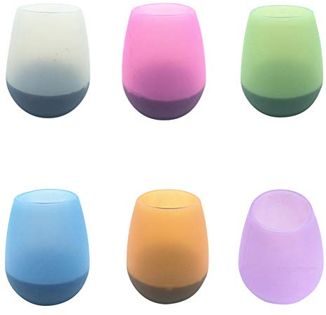 Bicchieri Da Vino In Silicone, 6pcs Bicchieri Da Vino In Gomma Infrangibili Per Campeggio All'aperto Bicchiere Da Vino Infrangibile Senza Stelo E Bicchiere Da Cocktail Lavastoviglie Coppa In Silicone