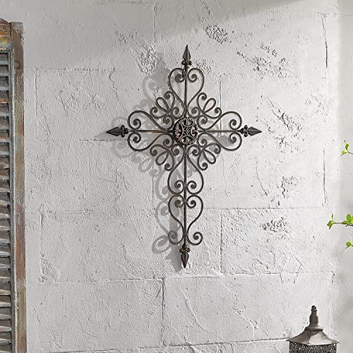 Retrome 27 H Metal Cross Wall Decor, Arrow Accents, Bronze………