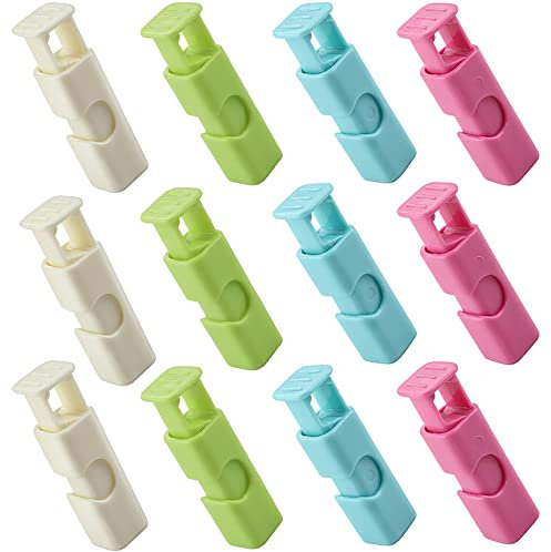 Cozihom Squeeze Bread Bag Cinch Clips, Slip Grip Easy Squeeze & Lock, 4 Color, 12 Pack