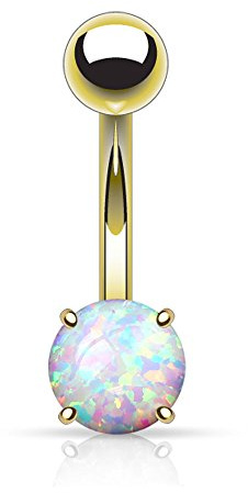 Piercingfaktor Bauchnabel Piercing Chirurgenstahl vergoldet Opal