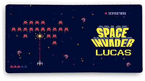 Tapis de Bureau. Tapis Souris Personnalisable. Tapis XXL. Tapis Gamer. 600 * 350 * 2mm. Base en Caoutchouc Antidérapant. Mouse Pad. Space Invader