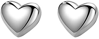 SLUYNZ Solid 925 Sterling Silver 8MM Fat Heart Earrings Studs for Women Teen Girls Hollow Sweet Love Studs Earrings (A-Sterling Silver)