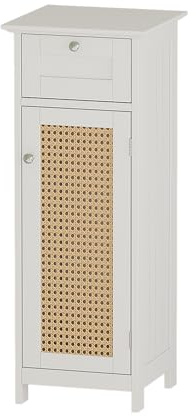 Vicco Midischrank Rosario, Weiß, 32 x 87 cm | mit Tür und Schublade, zur Aufbewahrung von Badutensilien und Handtüchern