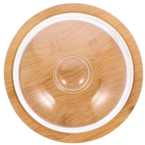 COLLBATH Kuchen Und Desserttablett Satz Aus Holz Mit Glasabdeckung Zartes Snack Tablett Für Partys Und Obstpräsentation Praktische Griffabdeckung 6,5 Zoll