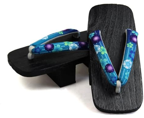 Flip flops Träskor Japanska Traditionella Tofflor,Trä Geta Sandaler Träskor Kinesiska Japanska Traditionella Skor Kvinnliga Kimono Trätofflor Sandaler Sommar(Size:24CM,Color:Svart+C)