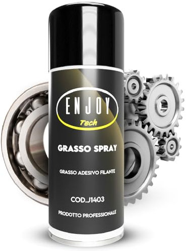 ENJOY TECH - Grasso Spray Lubrificante 400ml | Anti-Corrosione e Idrorepellente | Resistente a Salsedine e Agenti Atmosferici | Adesione Ottimale ai Metalli | Made in Italy