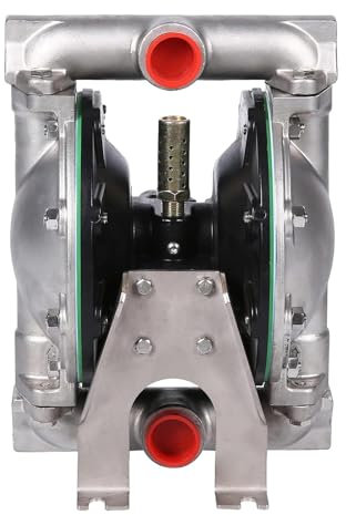 Air Operated Double Diaphragm Pump 1 inch Inlet/Outlet Pneumatic Waste Oil Transfer Pump for Chemical DN25 35GPM Dual Diaphram Teflon by Aluminum alloy 115 PSI (QBY4-25 SS+PTFE 35GPM)