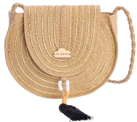 DON ALGODON - Bolso bandolera mujer - Bolso playa mujer - Bolso mujer verano - Bolso rafia mujer - Bolsa playa para mujer - Bolso mimbre mujer hecho a mano ideal para la playa, Coimbra