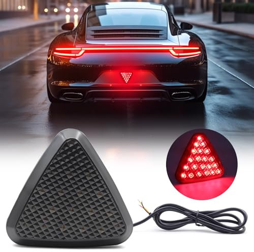 Yigia Rear Fog Light, F1 Brake Light 10-15V Car Flashing Lights Triangular Led Hitch Brake Light Taillights for Trailer Car Tow Truck RV SUV
