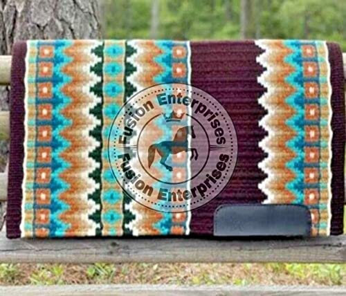 EQUIEMPRESS Sattelunterlage Western Show/Westernsatteldecke aus Neuseelandwolle, Top Wool Pad Sensor Flex (Anpassung möglich) A-27 (34 x 38)