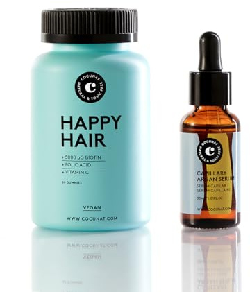 COCUNAT - Happy Hair + Hair Serum - Vitamines capillaires + Huile naturelle réparatrice - Combinaison pour protéger et renforcer les cheveux