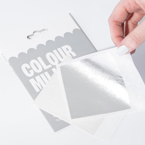 Colour Mill Edible Silver Leaf Transfer Blattsilver Essbar, 5 Blatt | Essbaren Blattsilver, Perfekt für die Dekoration von Torten, Keksen, Schokolade oder Macarons