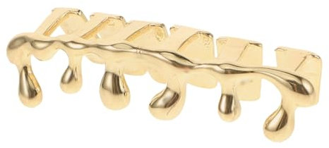 Generisch Vergoldete Wassertropfen-Hosenträger mit sechs Zähnen für Hip-Hop Hiphop Zahnüberzüge Einzigartige Zahnaccessoires Zahnkappen bequem Hip-Hop-Zahnschmuck Zahnzubehör Kupfer Golden