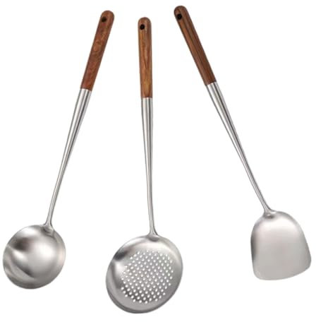 Cabilock 3pezzi Utensili Inossidabile e Spatola Per Wok Facile Utensili Versatili e