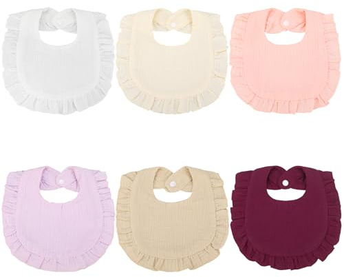 GSrenyu 6 Pcs Baby Bibs Muslin Dribble Bibs Baby Teething Bib with Adjustable Snaps Soft and Absorbent for Newborn Toddlers Aged 0-24 Months