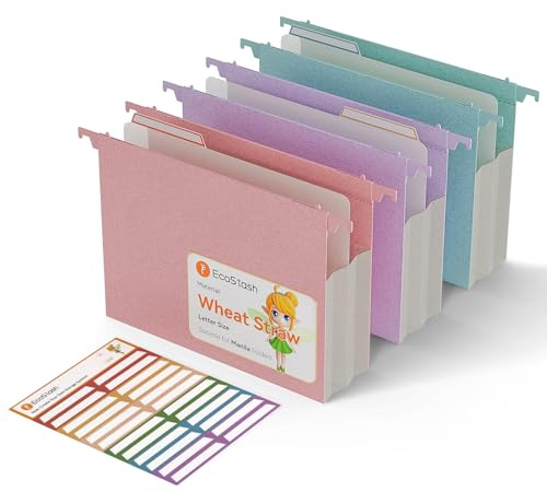 Extra Capacity Hanging File Folders, 3.15 Reinforced Wheat Straw Expanding Hanging Folder Letter Size, Heavy Duty for Filing Cabinets, File Organizer for Office & Home-3 Packs