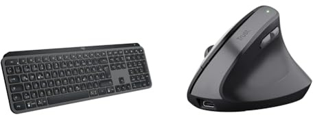 Logitech MX Keys S & Trust Yuno Wiederaufladbare Vertikale Maus, Kabellose