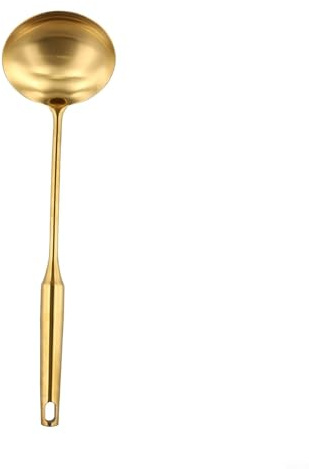 Aprilsunnyzone Louche dorée, cuillère à soupe en acier inoxydable, grande spatule de cuisine pour chili, sauce, vinaigrette, pâte à crêpes, ensemble d'ustensiles de cuisine (#2)