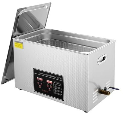 TIEOAXFT Ultrasonic Cleaner with Digital Timer & Heater Jewelry Ultrasound Cleaner Stainless Steel Heated Cleaning Machine(30L)