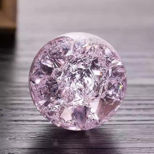 Crystal Sphere Ball, Decorative Glass Balls, Crystal Ball Prop Ornament, Ice Cracked Glass Sphere, for Living Room Decor, Office Decoration(Pink,3cm/1.1in)