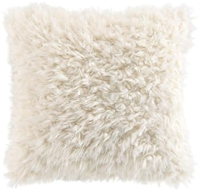 Douceur d'Intérieur, Coussin Déhoussable (45 x 45 cm) Mouton Naturel, Imitation Fourrure & Suede