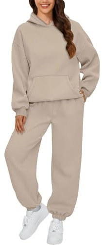 Angxiwan Jogginganzug Damen Trainingsanzug Set Sportanzug 2 Teilig Hosenanzug Sportlich Hoodie und Hose Langarm Hausanzug Loungewear Sets Kuschelig Tracksuit Sportoutfit Sweatshirt