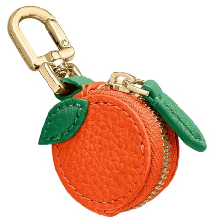 Evadollina Mini Geldbörse Damen, Schlüsseletui Damen, Coin Purse, Schlüsseletui, Süßer Leder Taschenanhänger, Halloween Geschenk, Christmas Geschenk (Orange)
