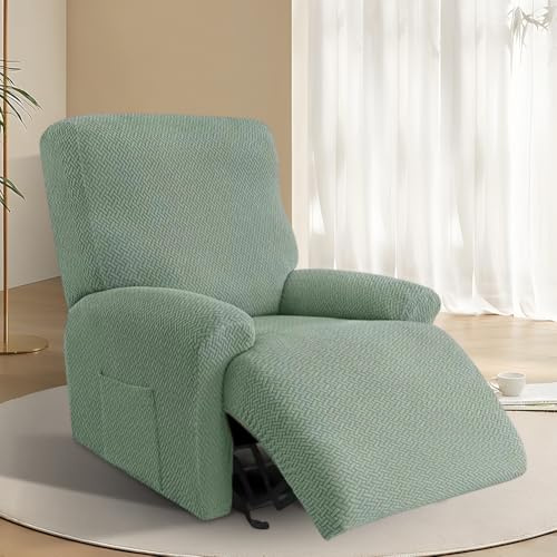XJJAUGKLY Set di 4 fodere per poltrona relax, Fodera elasticizzata tutto incluso per poltrona, Fodera per poltrona lavabile con tasche, Fodera per poltrona, Fodera per divano, per poltrona reclinabile