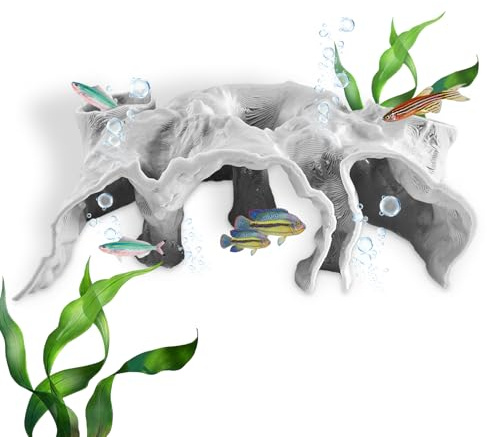 Editbar Aquarium Versteckhöhlen — Aquarium Dekoration, Versteck für Fisch&Garnelenversteck, Landschaftsdekoration Tunnel, Korallenstein Höhle für Buntbarsche, Kleine Kampffische, Reptilien&Panzerwelse